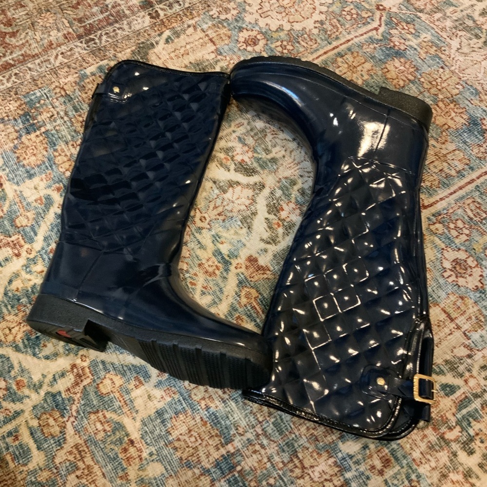 Hunter Navy Quilted Rain Boots